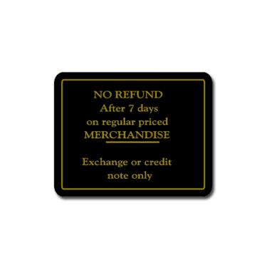 Sign "No Refund After 7 Days" Card